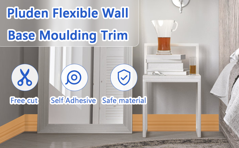 Pluden Flexible Wall Baseboard Molding Trim, Peel and Stick