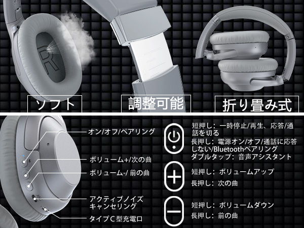 Amazon.co.jp: Ankbit E500 ワイヤレス ヘッドホン ノイズ