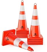 RoadHero 10 Pack Traffic Cones 28 Inch Safety Cones with Reflective Collar Orange Cones with Hand...