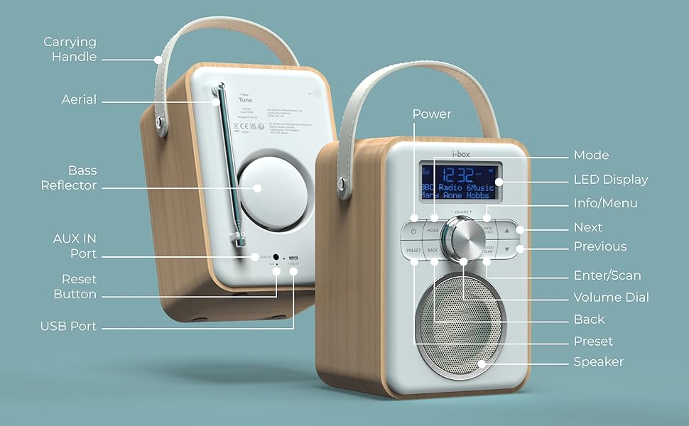 DAB/DAB+/FM Radio with Bluetooth, Mains and Battery Powered Portable