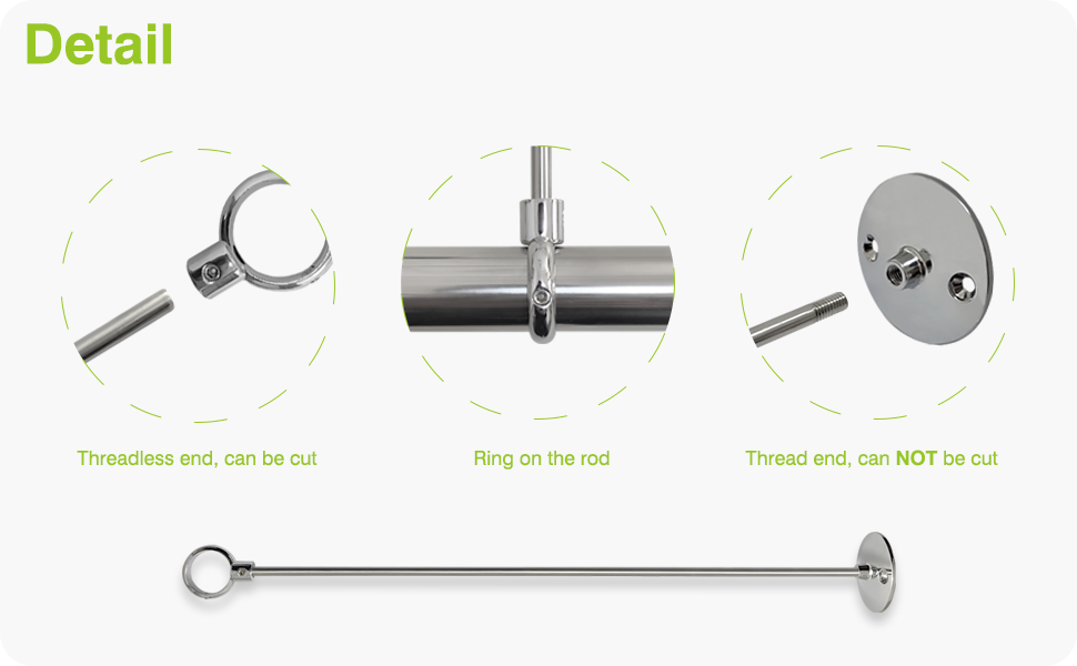 Naiture 36" Standard Stainless Steel Shower Rod Ceiling