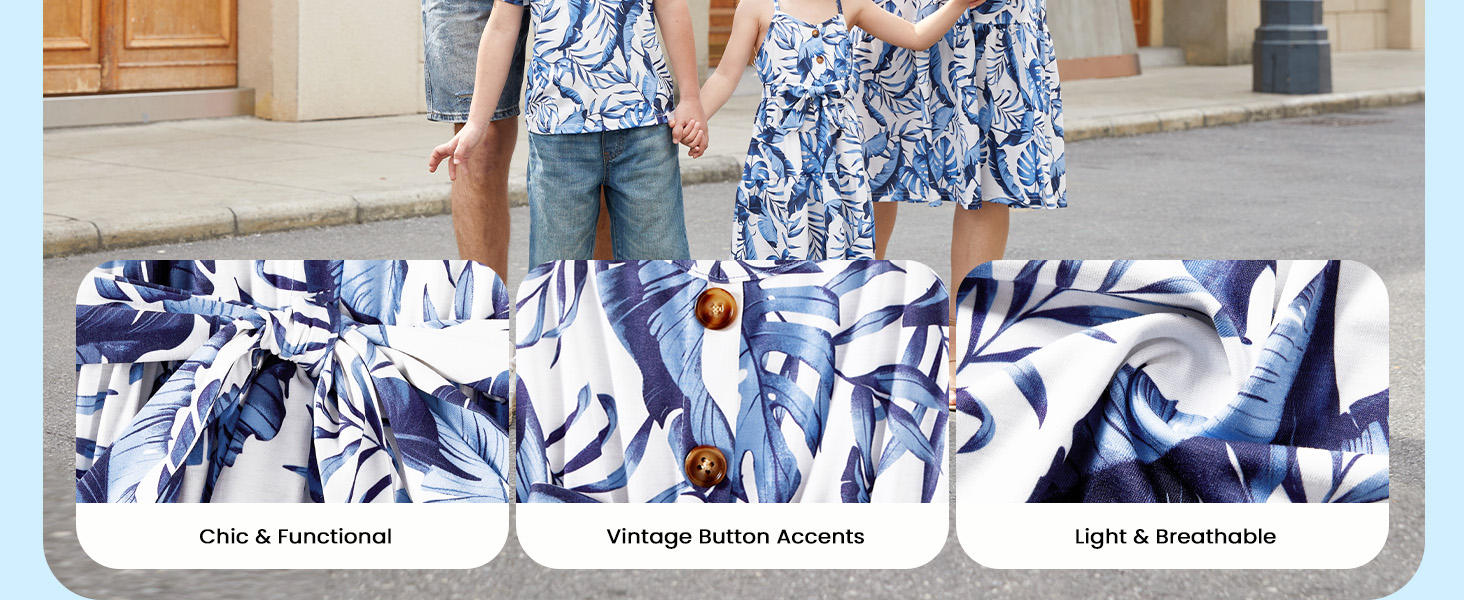 PATPAT Family Matching Outfits Mommy and Me Dresses Spaghetti Sleeveless Vacation Hawaiian Dress