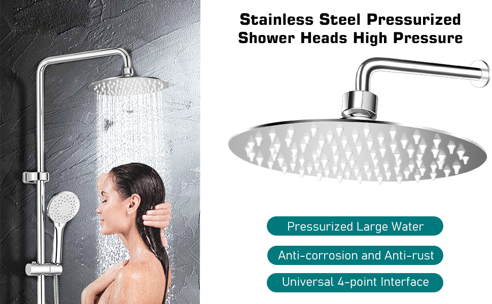 Welan Rain Shower Head Round 8 Inch Shower Heads High Pressure Angle