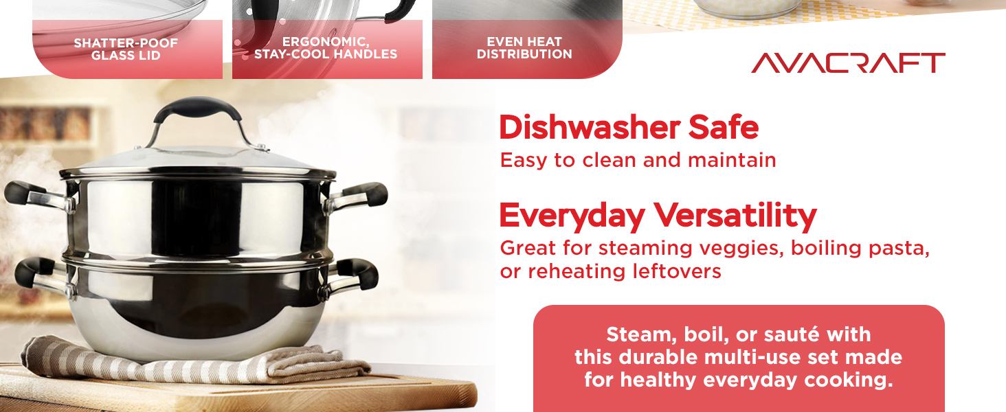 AVACRAFT 3-Piece Steamer Pot Set
