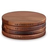 Le Creuset Enameled Cast Iron Gourmand Collection Set of 4 Petite Magnetic Wooden Trivet, 5.5