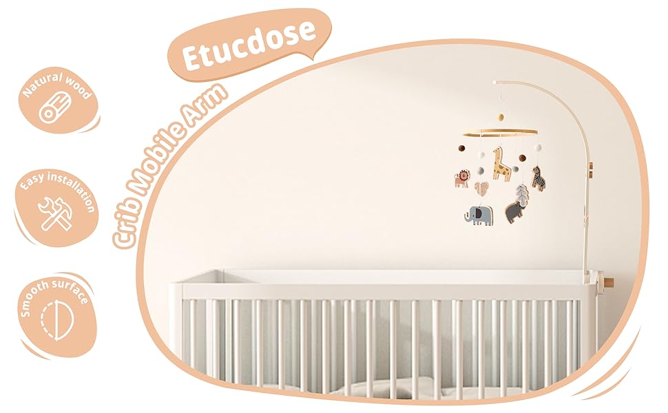 Wooden Crib Mobile Arm