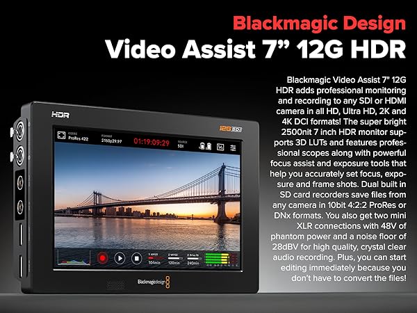 Blackmagic Video Assist 7 12G HDR 新品！ Amazon.com: Blackmagic Design Video Assist 7