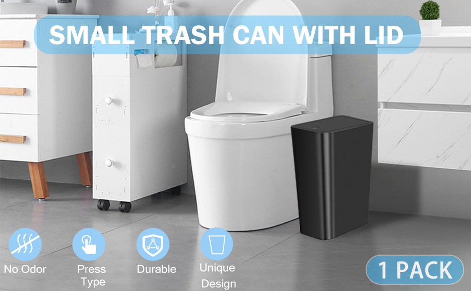 SHPMXUPW Bathroom Small Trash Can with Lid,10L / 2.6 Gallon