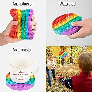 push pop up fidget rainbow stress ball it circle square octagon spinner cat penguin fish whale