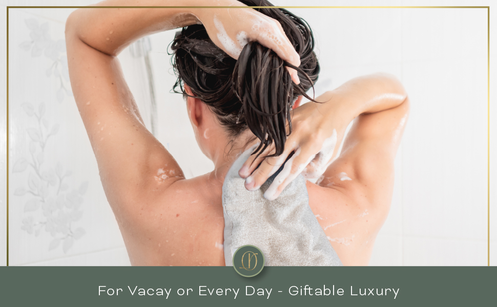 vanilla beige washcloth shower travel vacay everyday