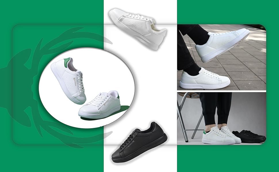 BUCKHEAD Men and Women Breathable Leather Trainers, Daily Walking