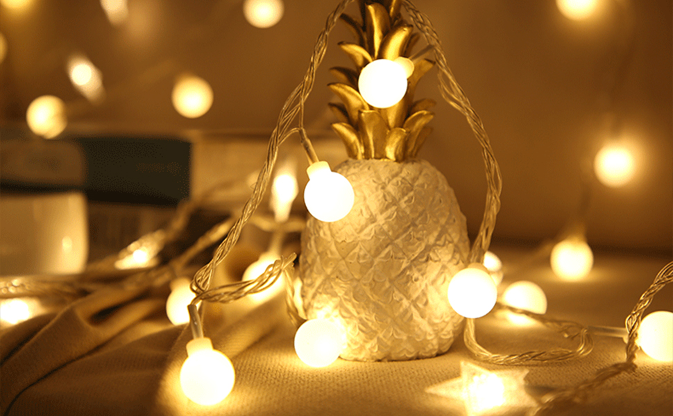 ZOUTOG Battery Outdoor String Lights, 49ft 120 LED Bulb White Globe