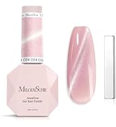 MelodySusie Jeweliver Cat Eye Gel Nail Polish, 0.5 Fl Oz Pink Glitter Holographic Magnetic Nail P...