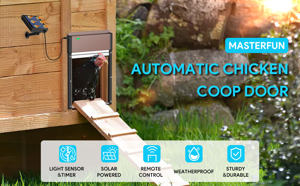 Automatic Chicken Coop Door Opener Solar Powered, Timer