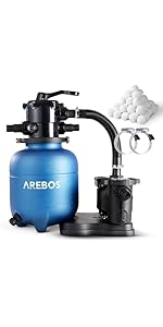 Arebos Sandfilteranlage mit Pumpe inkl. 600g Filterbälle | 350W | 9500 L/h | Schwarz | für Poolbereinigung | mit Druckma Ff8f6f5c 7b15 4261 9ff0 E82984a54649. AC SR150,300