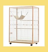 美品✩.*Purlove キャットケージ ハンモック付き Amazon.co.jp: Purlove 猫 ケージ キャットケージ 2段 木製