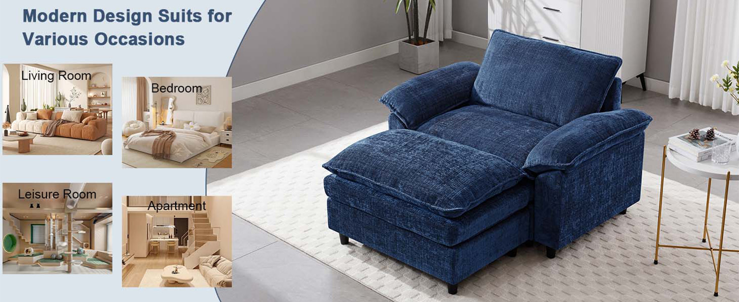 single sofa chair with ottoman