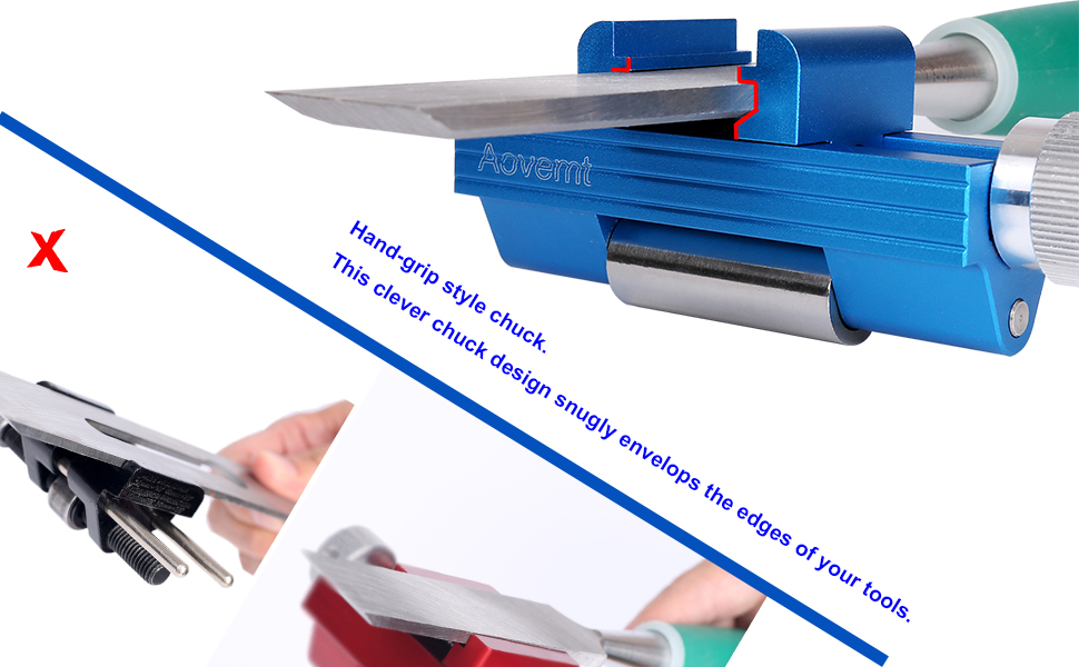 Aovemt Honing Guide Pro, Upgrade design handgrip style chuck, Chisel