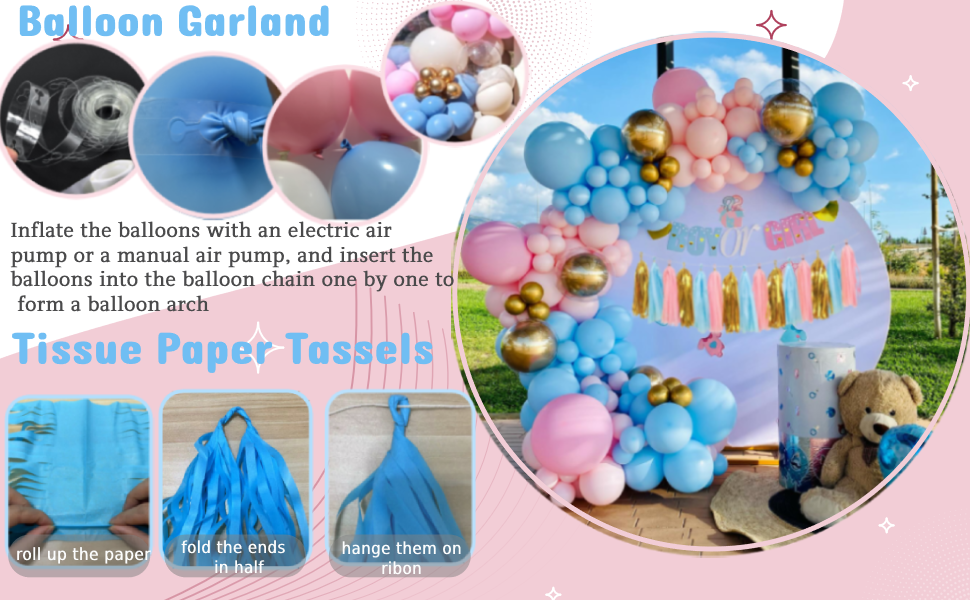 Gender Reveal Balloon Arch Kit, Gender Reveal Decorations