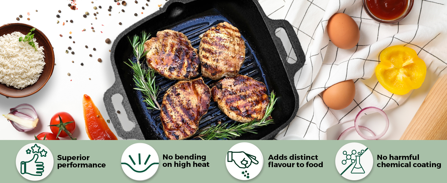 Buy The Indus Valley PreSeasoned Cast Iron Grill Pan with Long Handle