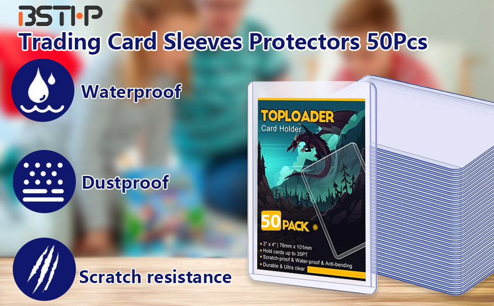 Card Hard Sleeves Standard Trading Card Protectors, 50 Pcs Clear Hard