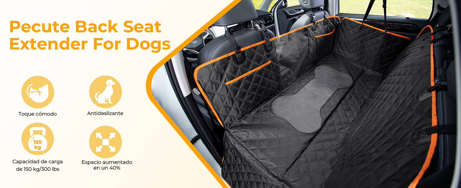 Pecute Car Seat Extender for Dogs, Rear Seat Cover for Pets, for Road Trips, Storage in the Car, Suitable for SUVs and Trucks, up to 180 kg 12 la mejor cama para perros del coche