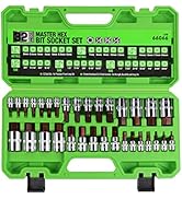 SWANLAKE 32 Piece Hex Bit Socket Set,SAE and Metric, 1/4'', 3/8', 1/2'' Drive Socket Set, S2 & Cr...