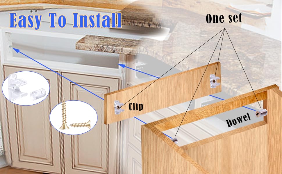 False Front Clips, Hosrnovo 4 Pairs with Screws Reinforced Sink