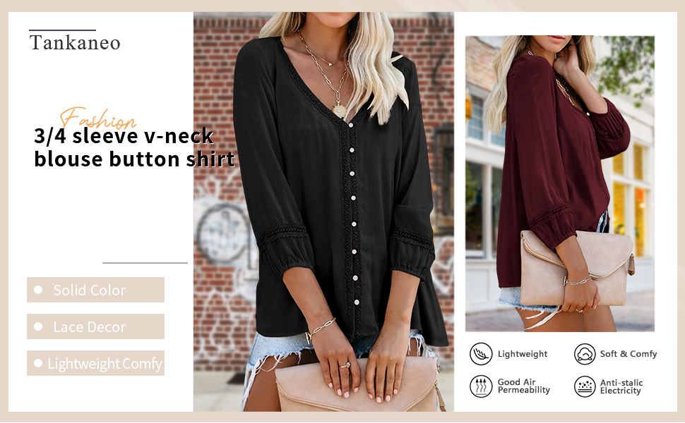 3/4 sleeve v-neck shirt