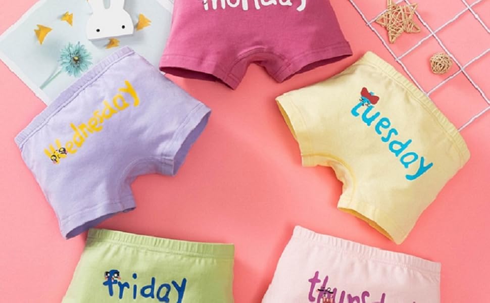 5 Pack Sunday Girl's Boyshort Panties
