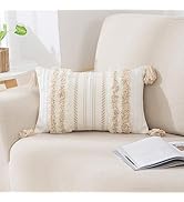 decorUhome Boho Lumbar Decorative Throw Pillow Covers for Bed Bedroom Neutral Accent Cushion Cove...