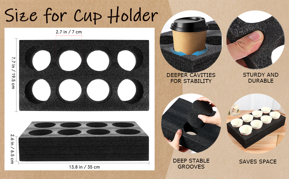 GANAZONO Multiple Holes Cup Holder Foam 8 Cup Carrier Tray Drink Carrier Takeout Cup