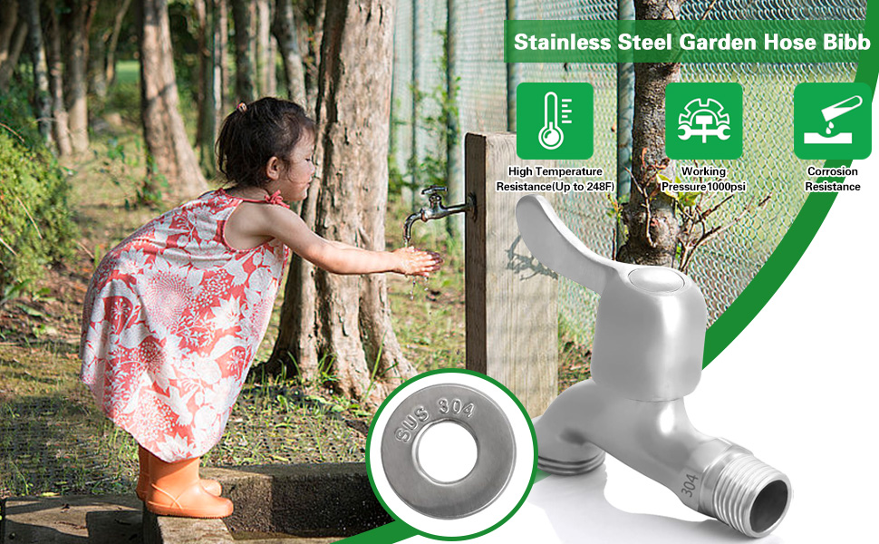 Enoch's Land Stainless Steel Garden Hose Bibb,Garden Hose