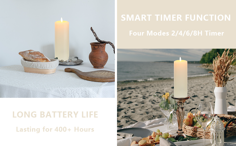 Vtobay 8" x 3" Flameless LED Pillar Candles with Remote