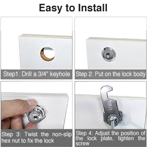 Sartatue Cabinet Cam Locks Keyed Alike, 1-1/8'' Fits on 7/8