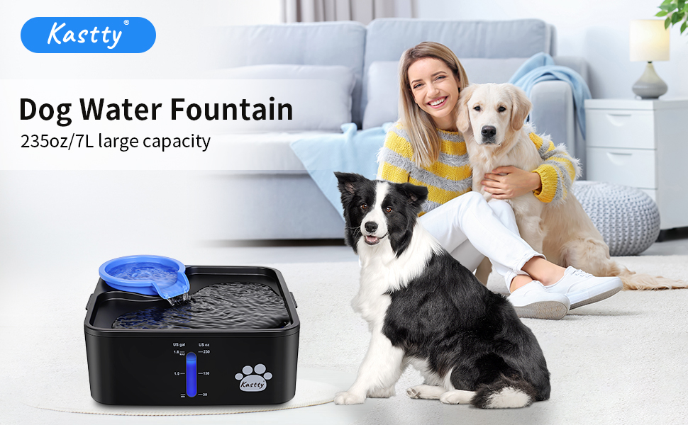 Kastty 230oz/7L Dog Water Fountain Ultra Large/Wide Pet