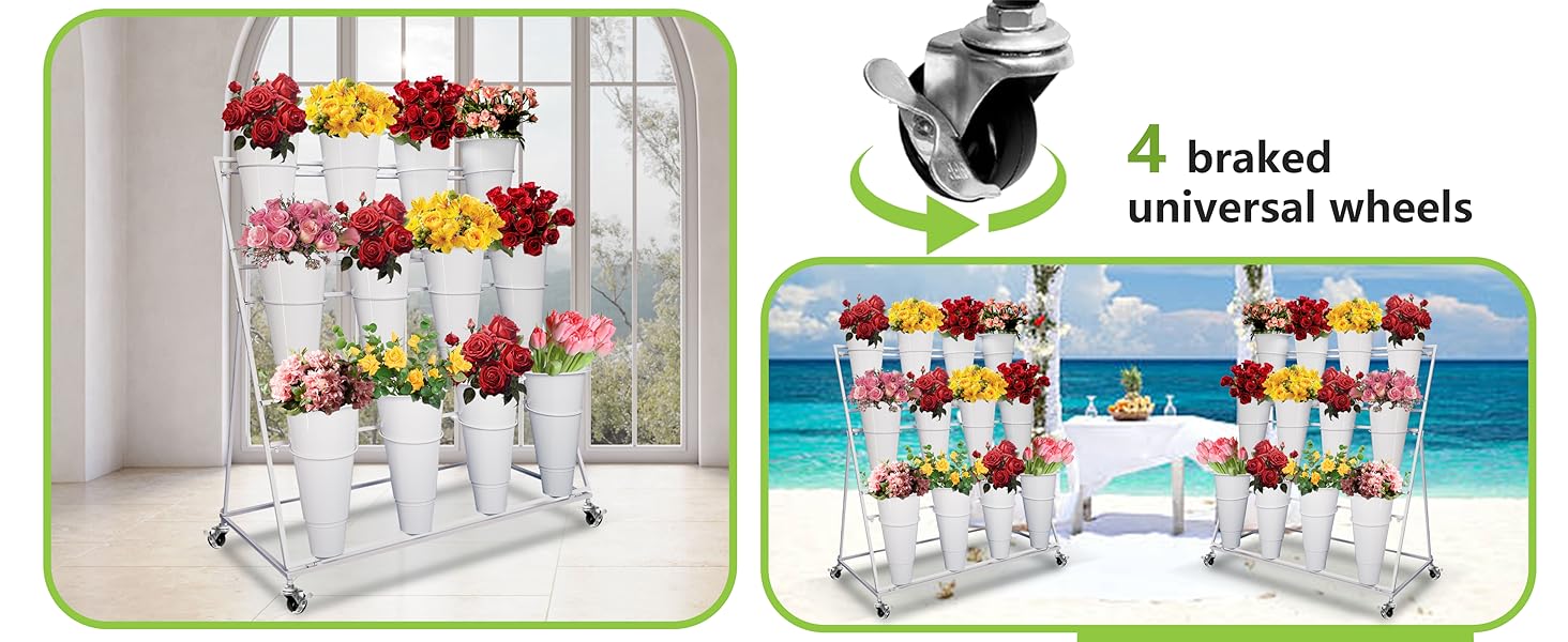Flower Display Stand with 12pcs White