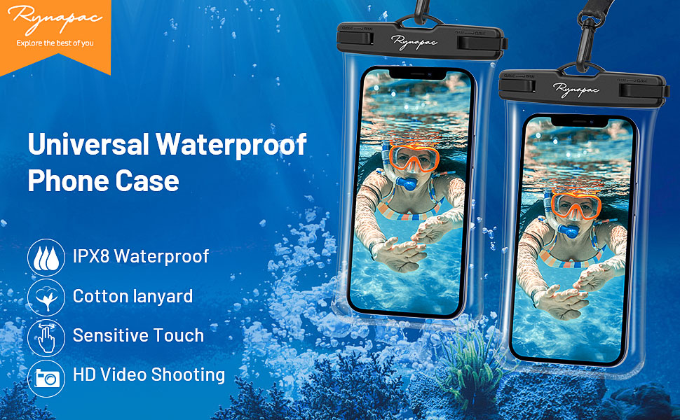 Waterproof Phone Pouch with Lanyard 2Pack, Waterproof