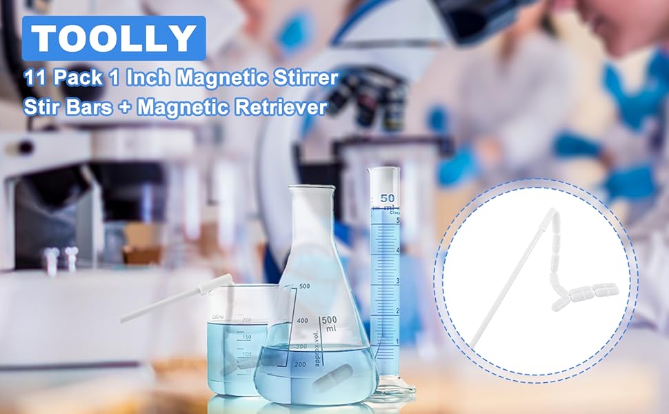 Toolly 11 Pack 1 Inch Stirrer Stir Bars + 10 Inch