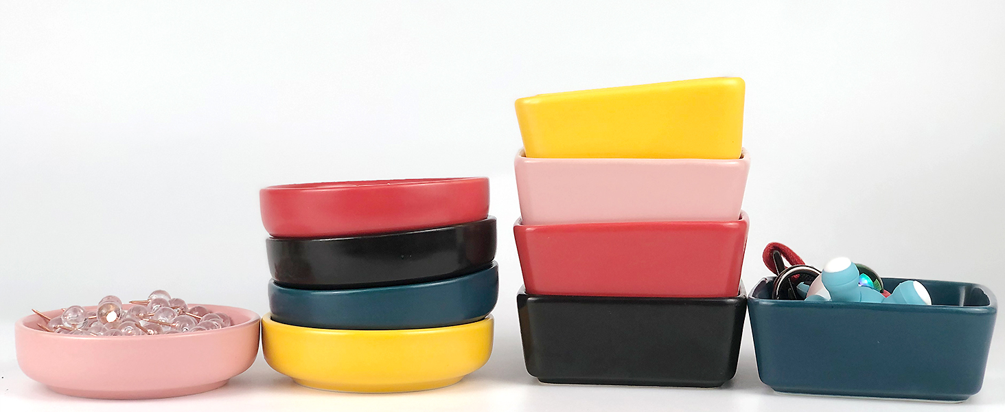 2pcs Ceramic Paper Clip Holder Set Round and Square Paper