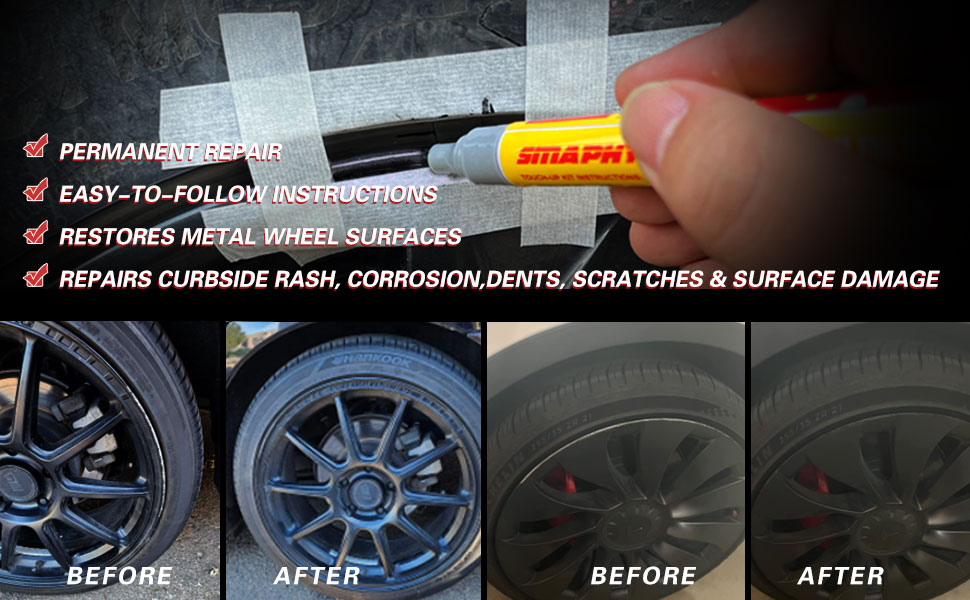Wheel Repair Kit, Black Rim Touch Up Paint, Rim Paint For