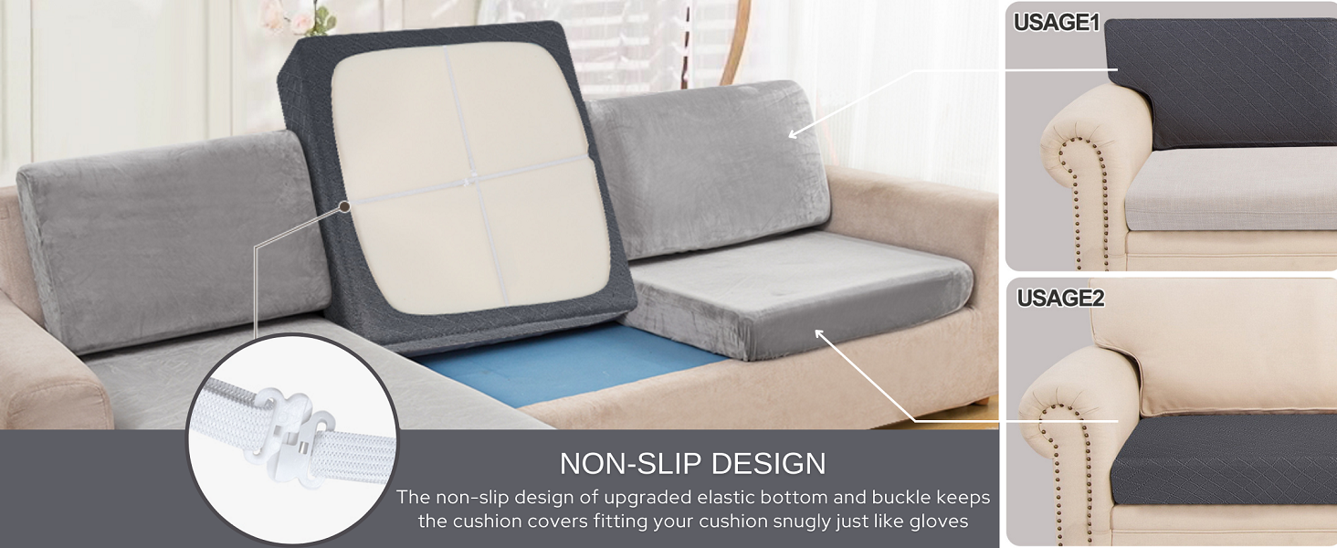 SearchI WaterRepellent Couch Cushion Covers, Washable Stretch Jacquard RV