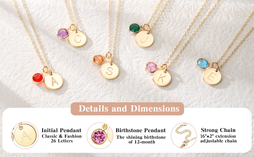 Initial Birthstone Necklace