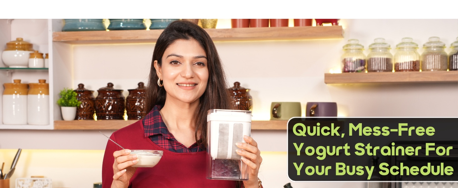 Greek yogurt strainer for making greek yogurt cottage cheese flavoured yogurt hung curd