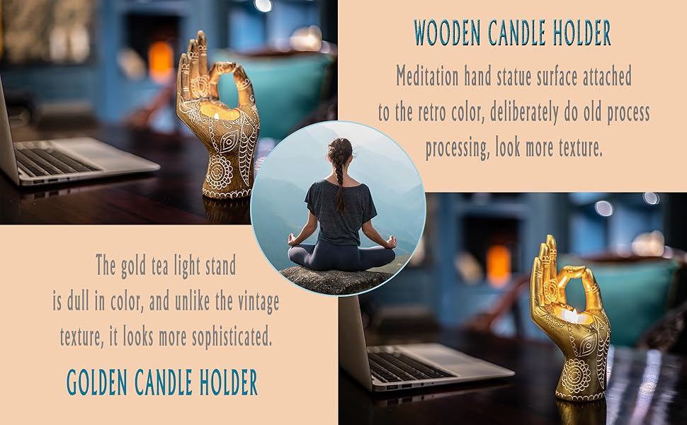 Golden Wooden Candle Holder