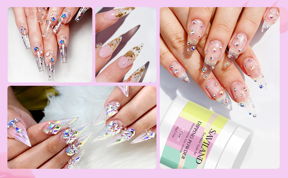 Saviland Clear Dip Powder 2.1oz Nail Dip Powder Dipping