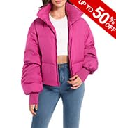 Oroaly Womens Winter Oversized Short Down Jacket Crop Zip Puffer Coat