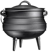 Caldeirão de forno holandês de ferro fundido Bruntmor 12 Quart - Panelas de acampamento com tampa - Pré-temperado...