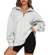 Trendy Queen Womens Oversized Sweatshirts Fall Sweaters Fashion Hoodies Half Zip Pullover Long Sl...