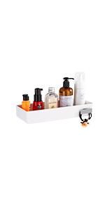 White Adhesive Bathroom Caddy Organizer for Tile Wall Mounted Stick on Shower Caddy